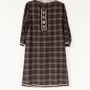 SABBY ANAND Dress Womens Size Medium Brown Plaid